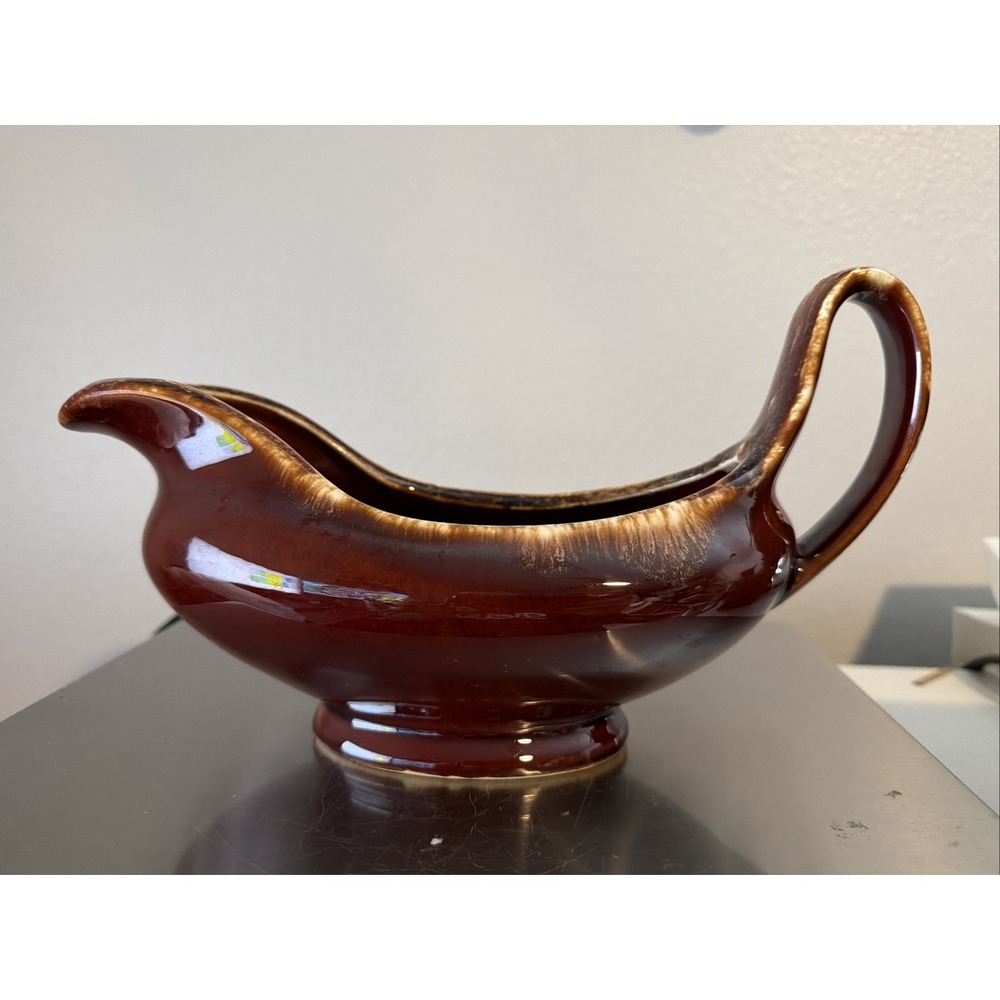 Hull Pottery USA Brown Drip 10¼" Large Gravy Boat‎ Lovely Preowned NICE!